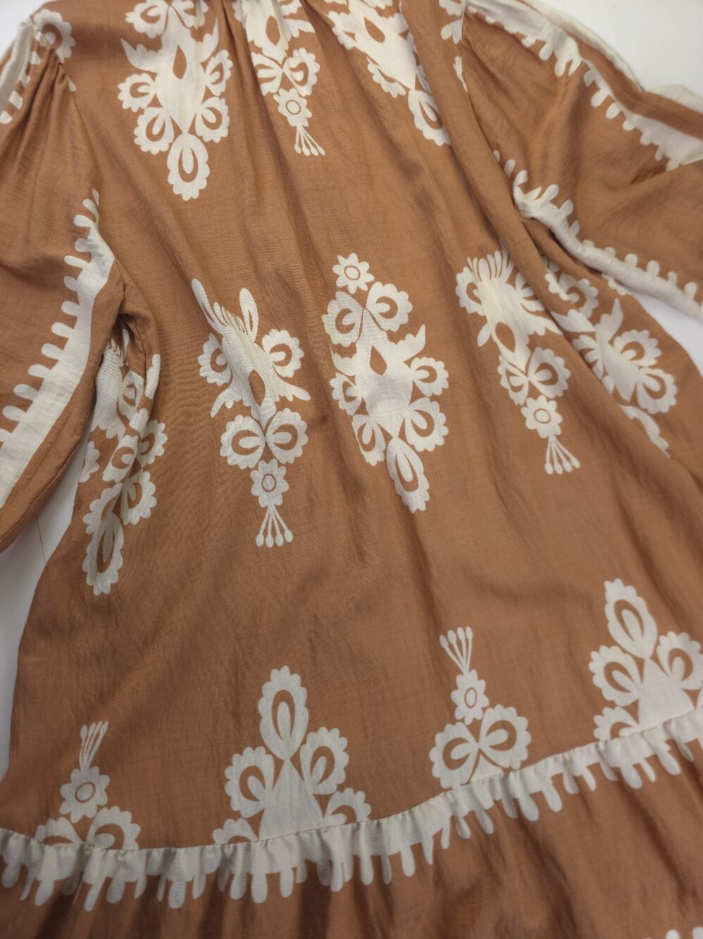 Umgee Camel Cream Floral Print Button-Front Women’s Dress Sz L - Picture 10 of 12